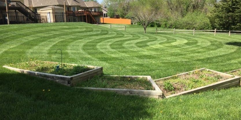 A beautifully cut lawn with striped patterns